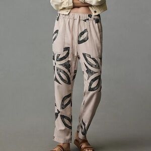 Pilcro Betty Anthropologie Drawstring Floral‎ Linen Pants Size S